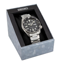 Load image into Gallery viewer, Seiko 5 Sports Automatic Day Date Black Dial Silver Steel Strap Watch for Men - SRPD55K1