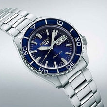 Load image into Gallery viewer, Seiko 5 Sports Automatic Blue Dial Silver Steel Strap Watch for Men - SRPK97K1