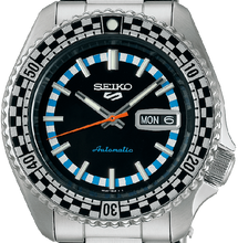 Load image into Gallery viewer, Seiko 5 Sports Checker Flag Special Edition Black Dial Silver Steel Strap Watch For Men - SRPK67K1