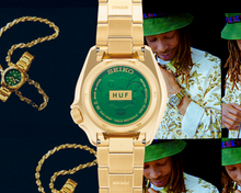 Load image into Gallery viewer, Seiko 5 Sports HUF Limited Edition Green Dial Gold Steel Strap Watch For Men - SRPJ20