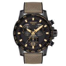 Load image into Gallery viewer, Tissot Supersport Chrono Black Dial Beige Nylon Strap Watch For Men - T125.617.37.051.01