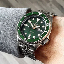 Load image into Gallery viewer, Seiko 5 Sports Automatic Analog Green Dial Silver Steel Strap Watch For Men - SRPD63K1
