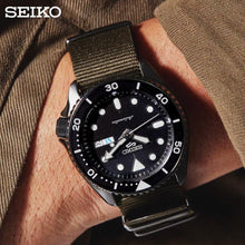 Load image into Gallery viewer, Seiko 5 Sport Automatic Black Dial Green Nylon Strap Watch For Men - SRPD65K4