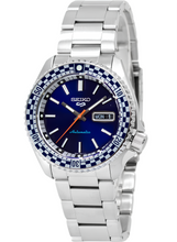 Load image into Gallery viewer, Seiko 5 Sports Petrol Blue Checker Flag Special Edition Blue Dial Silver Steel Strap Watch For Men - SRPK65K1