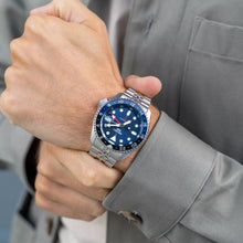 Load image into Gallery viewer, Seiko 5 Sports GMT SKX Automatic Blueberry Dial Silver Steel Strap Watch For Men - SSK003K1