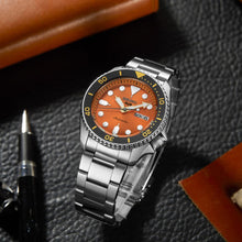 Load image into Gallery viewer, Seiko 5 Sports GMT Automatic Orange Dial Silver Steel Strap Watch For Men - SSK005K1