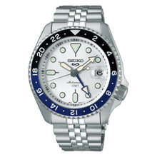 Load image into Gallery viewer, Seiko 5 Sports SKX GMT Automatic Sky Blue Dial Silver Steel Strap Watch For Men - SSK033K1