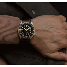 Load image into Gallery viewer, Seiko 5 Sports SKX GMT Automatic Mocha Black Dial Brown Leather Strap Watch For Men - SSK036K1