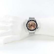 Load image into Gallery viewer, Seiko 5 Sports GMT Thong Sia Limited Edition Brown Dial Silver Steel Strap Watch for Men - SSK043K1