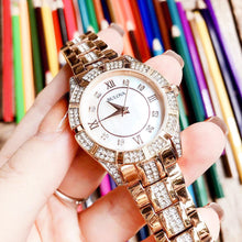 Load image into Gallery viewer, Bulova Crystal Mother of Pearl Dial Rose Gold Steel Strap Watch for Women - 98L197