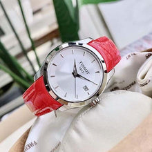 Load image into Gallery viewer, Tissot Couturier Lady Silver Dial Red Leather Strap Watch for Women - T035.210.16.031.01