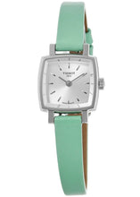 Load image into Gallery viewer, Tissot T Lady Lovely Square Silver Dial Light Green Leather Strap Watch for Women - T058.109.16.031.01