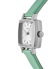 Load image into Gallery viewer, Tissot T Lady Lovely Square Silver Dial Light Green Leather Strap Watch for Women - T058.109.16.031.01