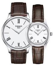 Load image into Gallery viewer, Tissot Tradition 5.5 Lady Silver Dial Brown Leather Strap Watch for Women - T063.009.16.018.00