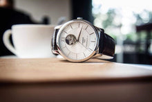 Load image into Gallery viewer, Tissot T Classic Tradition Powermatic 80 Open Heart Silver Dial Brown Leather Strap Watch for Men - T063.907.16.038.00
