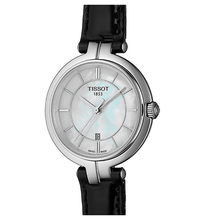 Load image into Gallery viewer, Tissot T Lady Flamingo Mother of Pearl White Dial Black Leather Strap Watch for Women - T094.210.16.111.00
