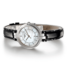 Load image into Gallery viewer, Tissot T Lady Flamingo Mother of Pearl White Dial Black Leather Strap Watch for Women - T094.210.16.111.00