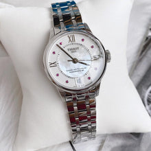 Load image into Gallery viewer, Tissot Chemin Des Tourelles Powermatic 80 Rubies Mother of Pearl Dial Silver Steel Strap Watch For Women - T099.207.11.113.00