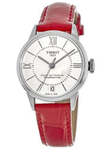 Load image into Gallery viewer, Tissot Chemin Des Tourelles Powermatic 80 Mother of Pearl White Dial Red Leather Strap Watch For Women - T099.207.16.118.00