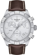 Load image into Gallery viewer, Tissot PR 100 Sport Quartz Chronograph Silver Dial Brown Leather Strap Watch For Men - T101.617.16.031.00