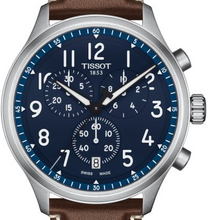 Load image into Gallery viewer, Tissot Chrono XL Vintage Blue Dial Brown Leather Strap Watch For Men - T116.617.16.042.00