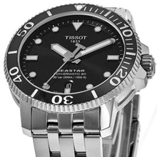 Load image into Gallery viewer, Tissot Seastar 1000 Powermatic 80 Black Dial Silver Steel Strap Watch For Men - T120.407.11.051.00