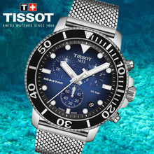 Load image into Gallery viewer, Tissot Seastar 1000 Chronograph Blue Dial Silver Mesh Bracelet Watch For Men - T120.417.11.041.02