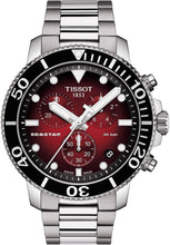 Load image into Gallery viewer, Tissot Seastar 1000 Chronograph Red Dial Silver Steel Strap Watch For Men - T120.417.11.421.00