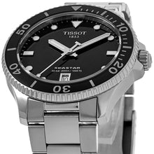 Load image into Gallery viewer, Tissot Seastar 1000 Lady Black Dial Silver Steel Strap Watch for Women - T120.210.11.051.00