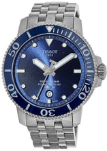 Load image into Gallery viewer, Tissot T Sport Seastar 1000 Powermatic Silicium Blue Dial Silver Steel Strap Watch For Men - T120.407.11.041.01