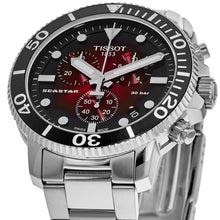Load image into Gallery viewer, Tissot Seastar 1000 Chronograph Red Dial Silver Steel Strap Watch For Men - T120.417.11.421.00