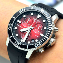 Load image into Gallery viewer, Tissot Seastar 1000 Chronograph Red Dial Black Rubber Strap Watch For Men - T120.417.17.421.00