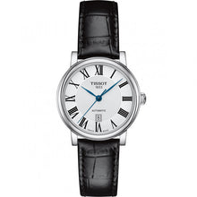 Load image into Gallery viewer, Tissot Carson Premium Automatic Lady Silver Dial Black Leather Strap Watch for Women - T122.207.16.033.00