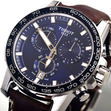 Load image into Gallery viewer, Tissot Supersport Chrono Blue Dial Brown Leather Strap Watch For Men - T125.617.16.041.00