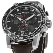 Load image into Gallery viewer, Tissot Supersport Chrono Black Dial Brown Leather Strap Watch for Men - T125.617.16.051.01