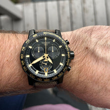 Load image into Gallery viewer, Tissot Supersport Chrono Black Dial Beige Nylon Strap Watch For Men - T125.617.37.051.01