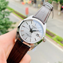 Load image into Gallery viewer, Tissot Gentleman Powermatic 80 Silicium Silver Dial Brown Leather Strap Watch For Men - T127.407.16.031.01