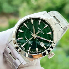 Load image into Gallery viewer, Tissot Gentleman Powermatic 80 Silicium Green Dial Silver Steel Strap Watch For Men - T127.407.11.091.01
