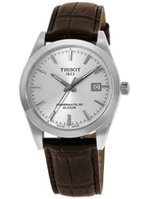 Load image into Gallery viewer, Tissot Gentleman Powermatic 80 Silicium Silver Dial Brown Leather Strap Watch For Men - T127.407.16.031.01