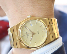 Load image into Gallery viewer, Tissot PRX Champagne Yellow Gold Dial Gold Steel Strap Watch for Men - T137.410.33.021.00