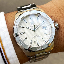 Load image into Gallery viewer, Tag Heuer Aquaracer Automatic White Dial Silver Steel Strap Watch for Men - WAY2111.BA0928