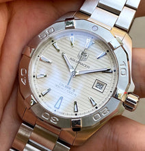 Load image into Gallery viewer, Tag Heuer Aquaracer Automatic White Dial Silver Steel Strap Watch for Men - WAY2111.BA0928