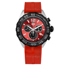 Tag Heuer Formula 1 Chronograph Red Dial Red Rubber Strap Watch for Men - CAZ101AN.FT8055