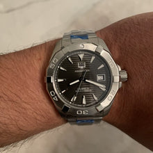 Load image into Gallery viewer, Tag Heuer Aquaracer Automatic Anthracite Grey Dial Silver Steel Strap Watch for Men - WAY2113.BA0928
