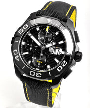 Load image into Gallery viewer, Tag Heuer Aquaracer Chronograph PVD Black Dial Black Nylon Strap Watch for Men - CAY218A.FC6361