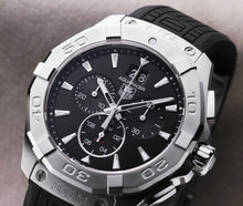 Load image into Gallery viewer, Tag Heuer Aquaracer Chronograph Black Dial Black Rubber Strap Watch for Men - CAY1110.FT6041