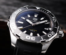 Load image into Gallery viewer, Tag Heuer Aquaracer Black Dial Black Rubber Strap Watch for Men - WAY111A.FT6151