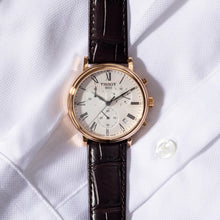 Load image into Gallery viewer, Tissot Carson Premium Chronograph Silver Dial Brown Leather Strap Watch For Men - T122.417.36.033.00