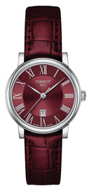 Tissot Carson Premium Lady Maroon Dial Maroon Leather Strap Watch For Women - T122.210.16.373.00