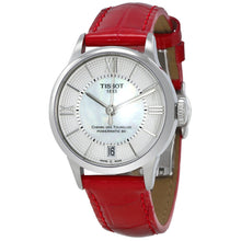 Load image into Gallery viewer, Tissot Chemin Des Tourelles Automatic Mother of Pearl White Dial Red Leather Strap Watch For Women - T099.207.16.118.00